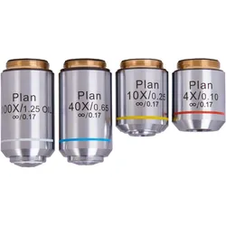 Levenhuk 1000 Plan Achromatic Objectives Set, 4x, 10x, 40xs, 100xs (oil) - Laboratorieudstyr Levenhuk 1000 Plan Achromatic Objectives Set, 4x, 10x, 40xs, 100xs (oil) - Laboratorieudstyr